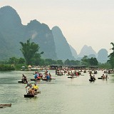 Yangshuo Favourite Activity II  The other hugely popular activity is to drift down the river on a bamboo raft - leaving the river almost as crowded as the main shopping alley in Yangshuo....